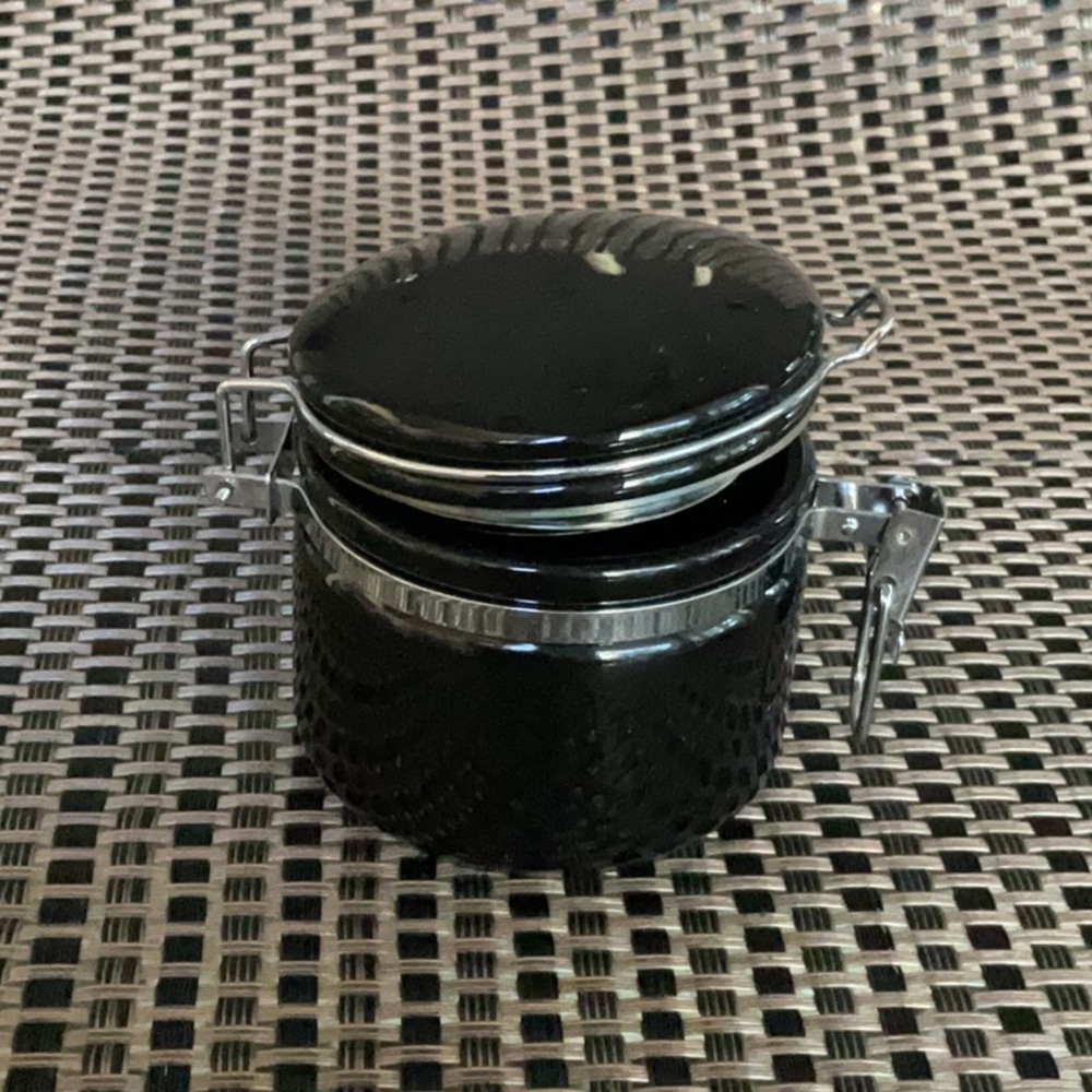 OGGI Black Ceramic Canister Knick Knack Trinket Sealed Container